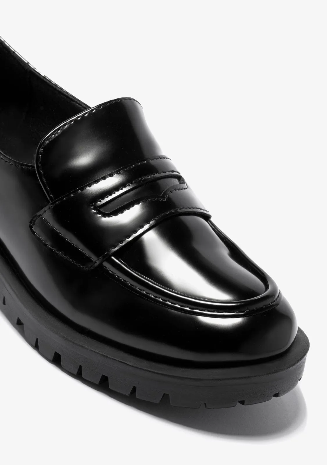 Girl's Black Loafers B&W