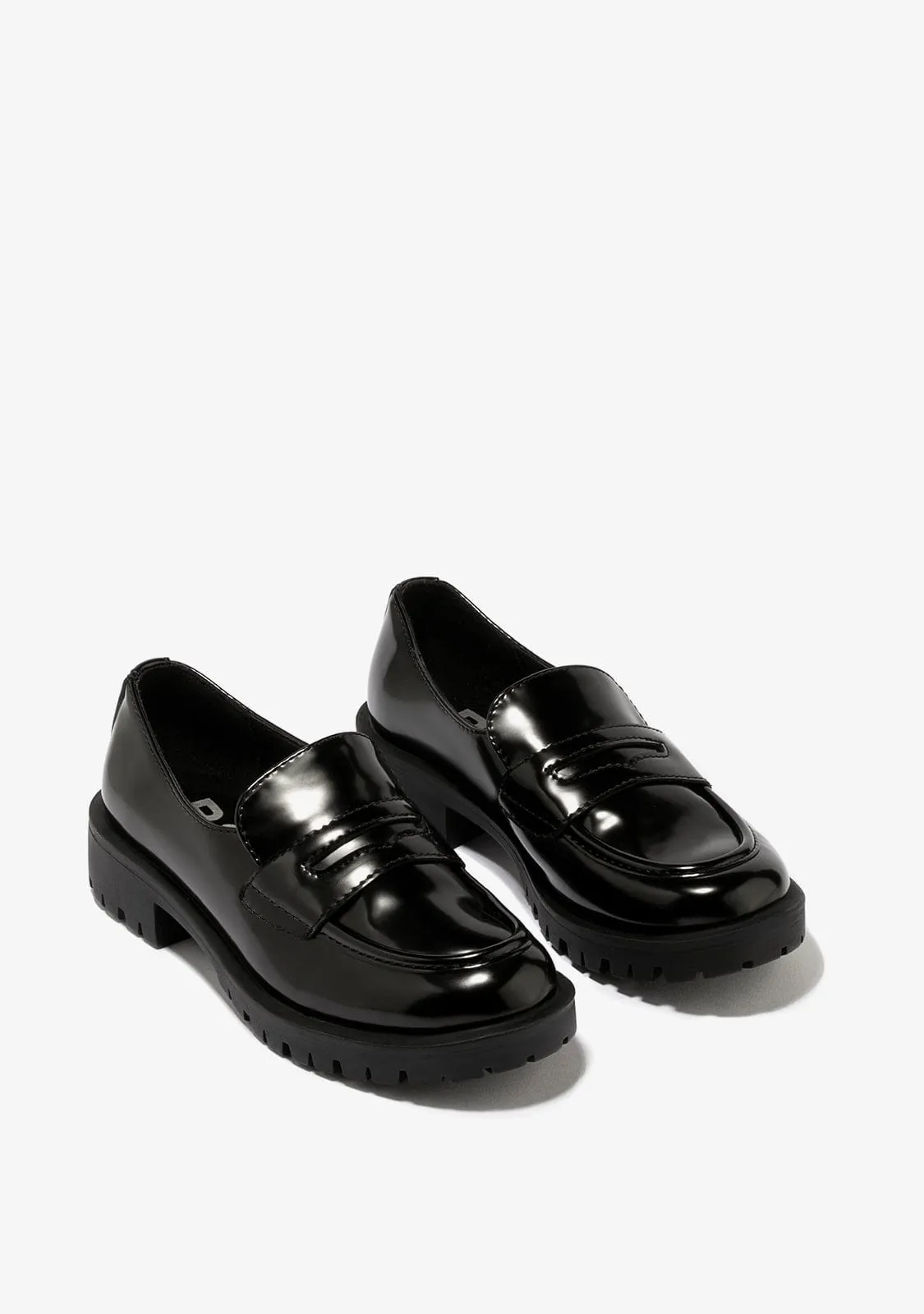 Girl's Black Loafers B&W