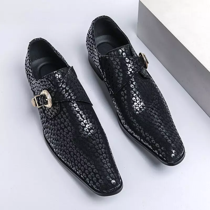 Gold Men Dress Shoes Rivet Breathable Square Men Loafers