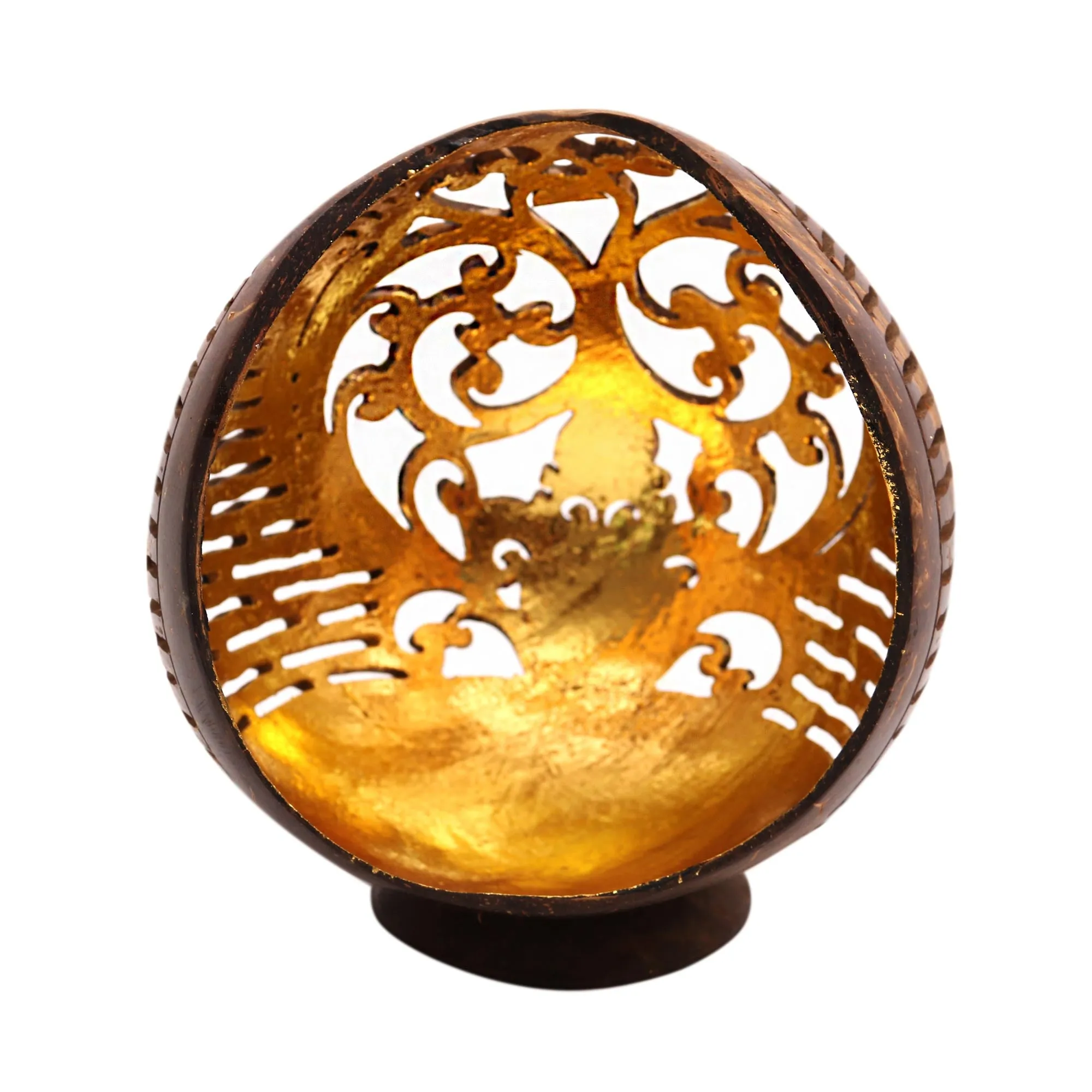 Golden Palace Openwork Pattern Coconut Shell Catchall from Bali