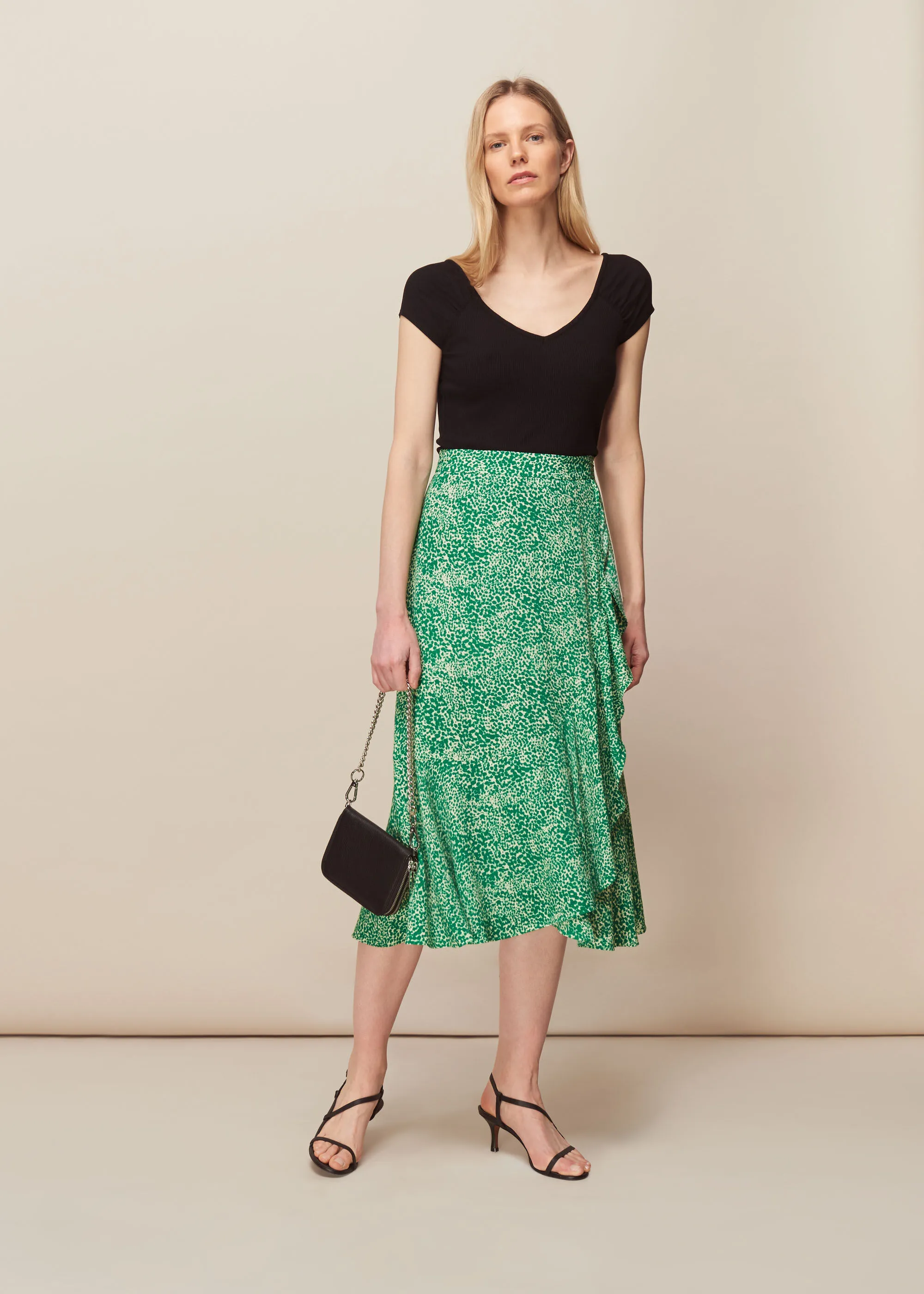 Green Blot Animal Frill Skirt