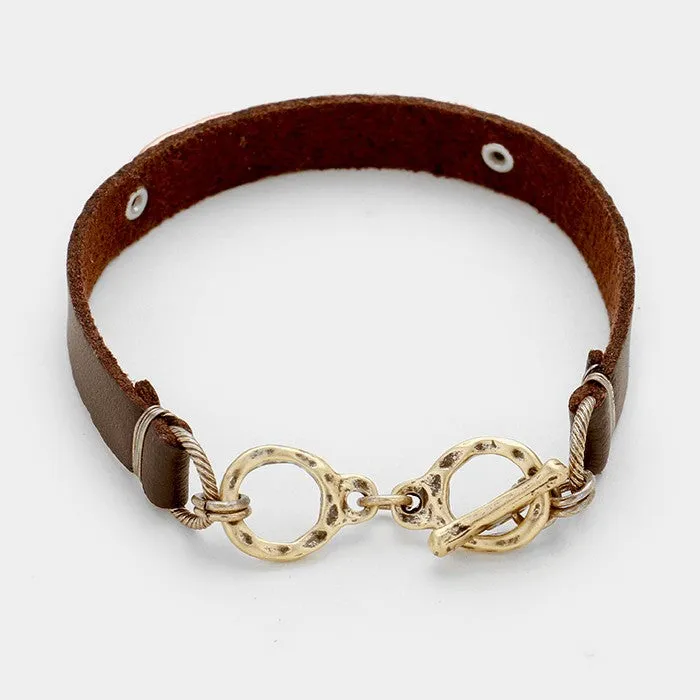 iLLASPARKZ Hope faux leather toggle bracelet