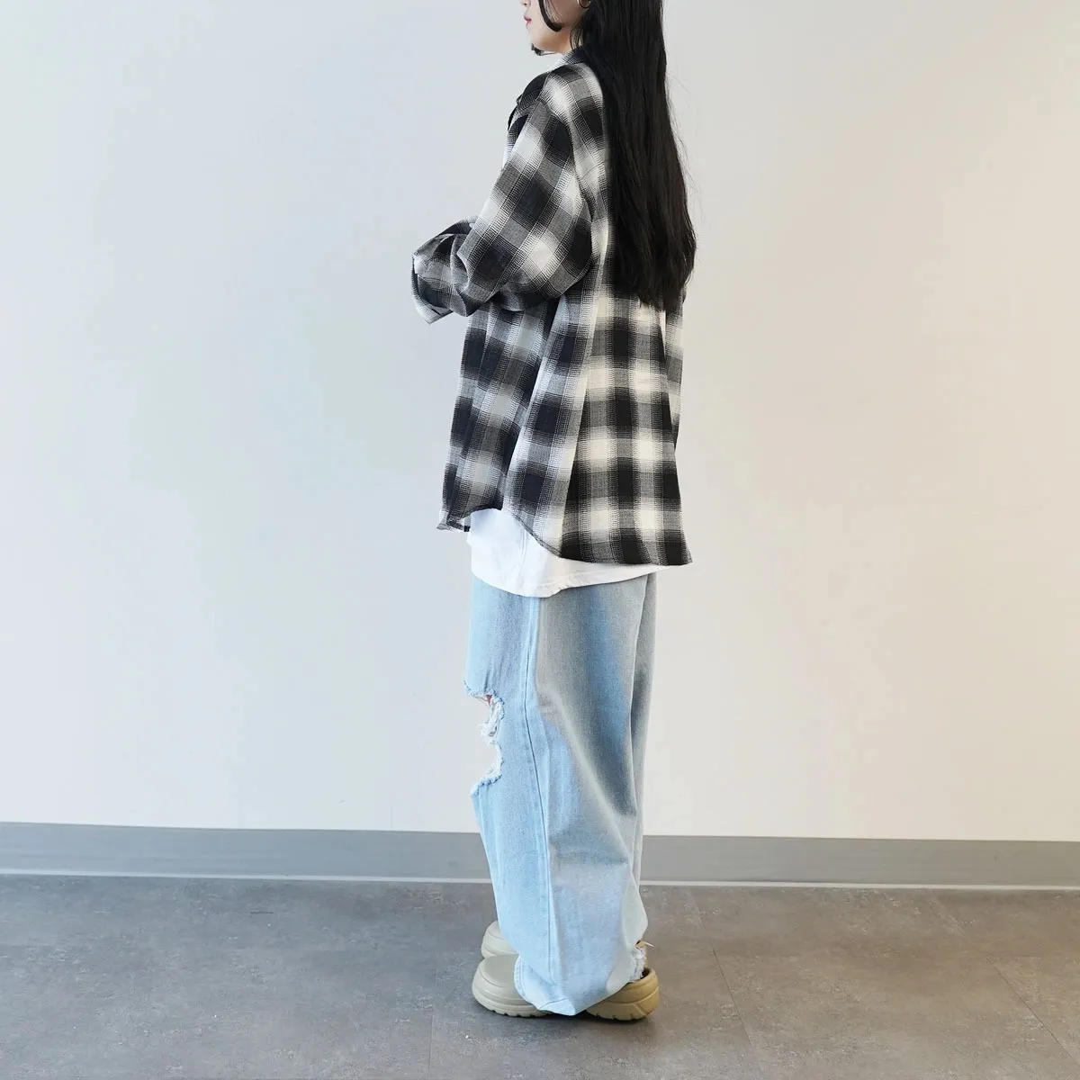 IONSEOUL  |Other Plaid Patterns Unisex Street Style Long Sleeves