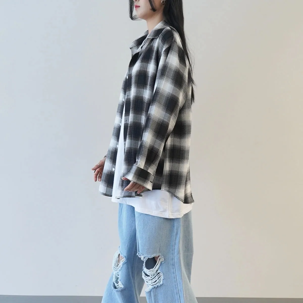 IONSEOUL  |Other Plaid Patterns Unisex Street Style Long Sleeves