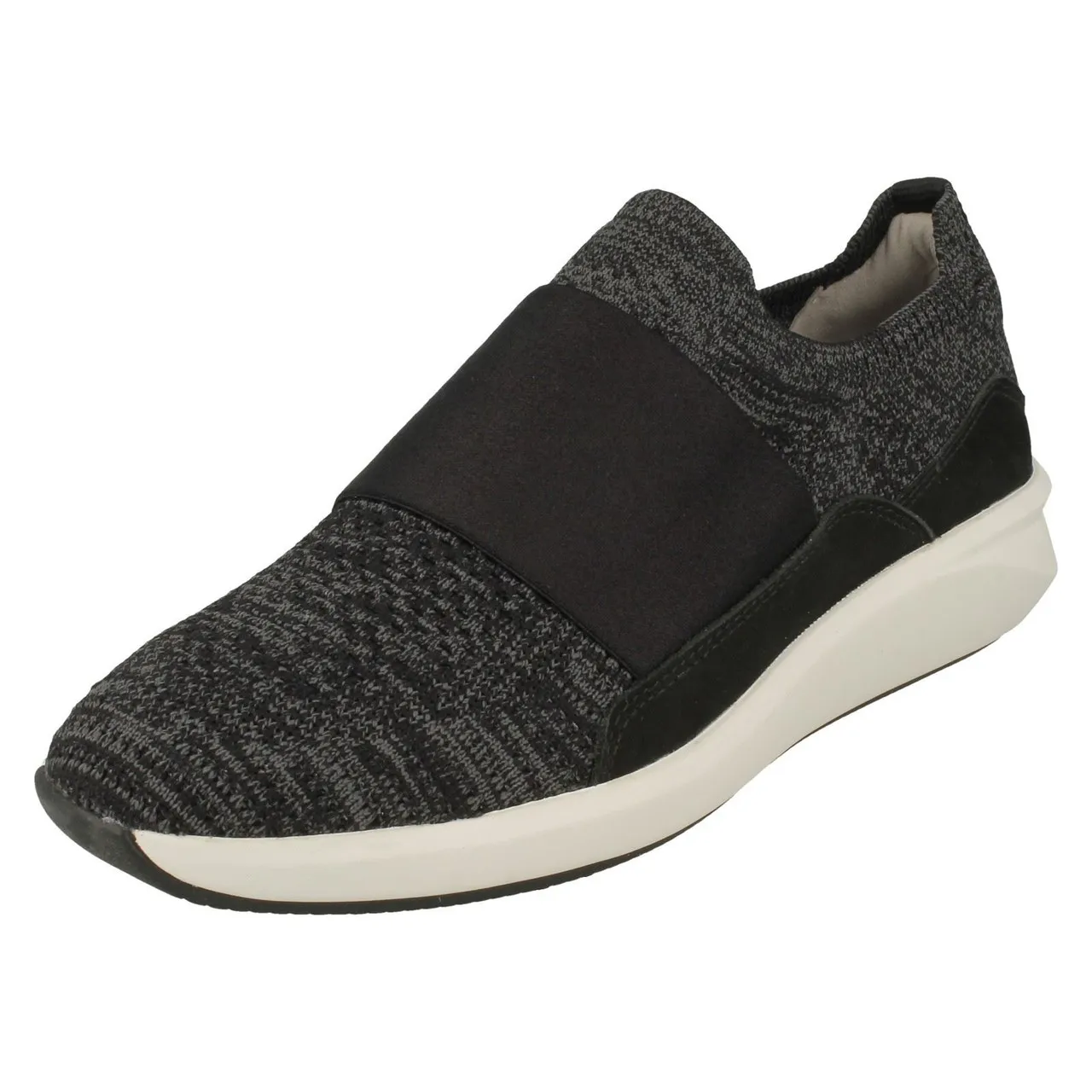 Ladies Clarks Elasticated Strap Detailed Trainers - Un Rio Knit