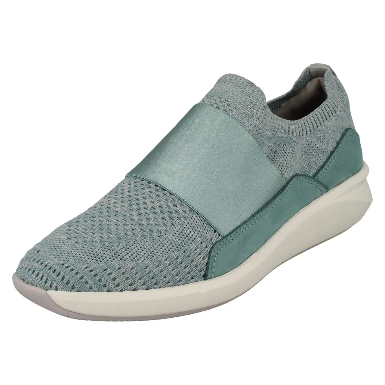 Ladies Clarks Elasticated Strap Detailed Trainers - Un Rio Knit