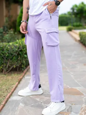 Lavender Boot Cut Straight Cargo Joggers