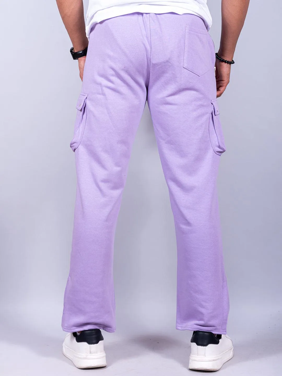 Lavender Boot Cut Straight Cargo Joggers