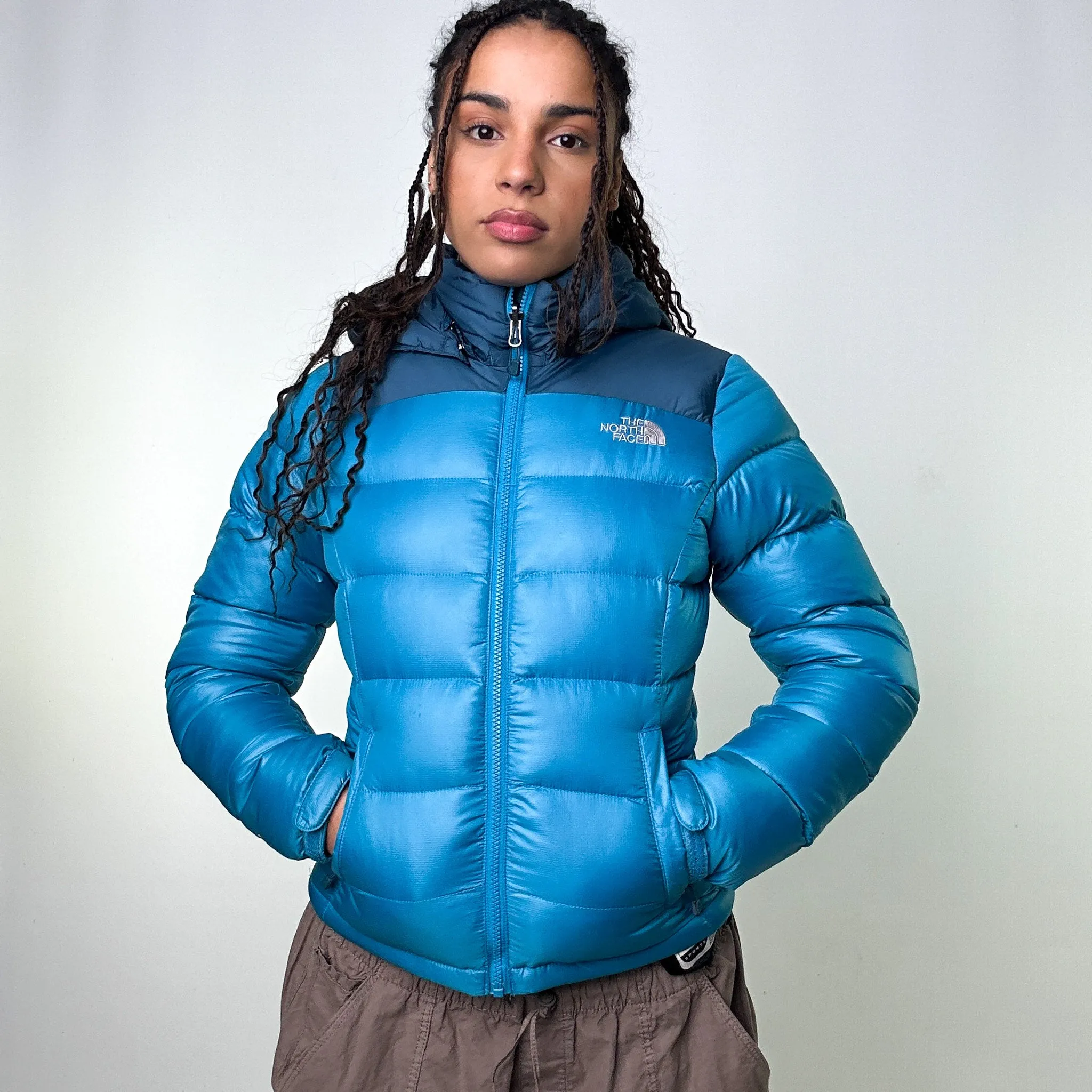 Light Blue 90s The North Face 700 Series Puffer Jacket Coat (S)