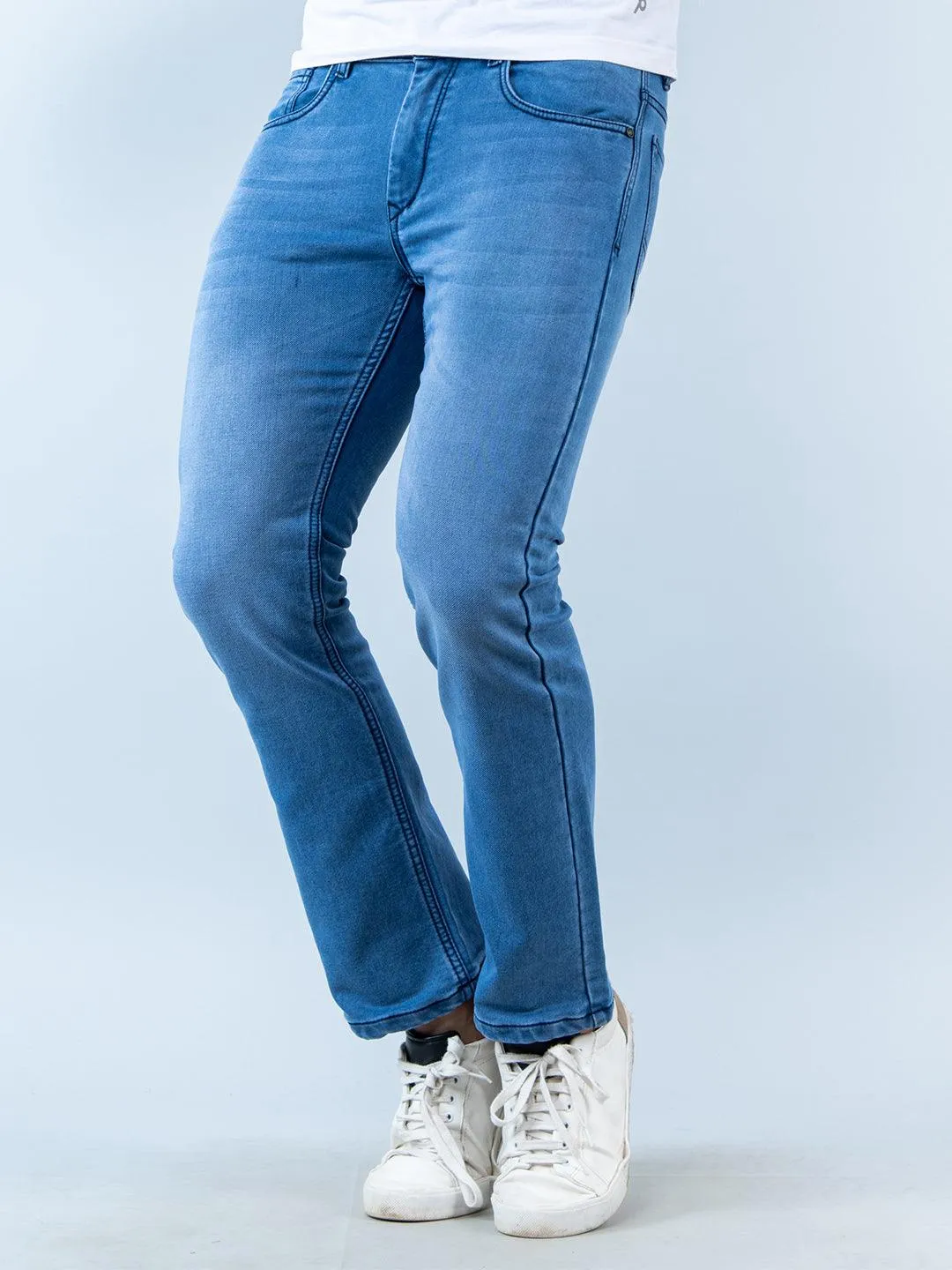 Light Blue Boot-cut Stretchable Mens Jeans