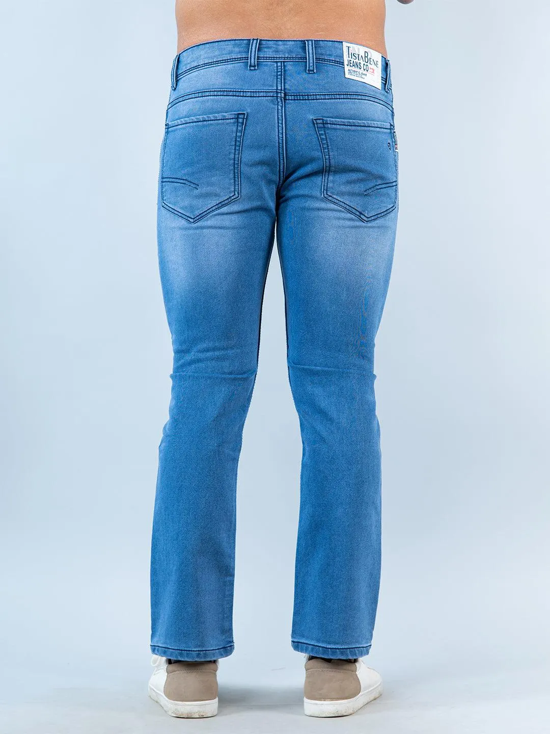 Light Blue Boot-cut Stretchable Mens Jeans