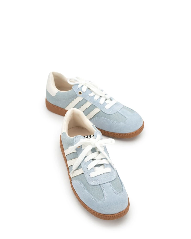 Light Blue Suede Leather Flat Sneakers