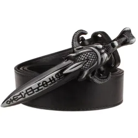 Long Knife Retro Sword Totem Pattern Western Style Buckle Metal Belt for Men