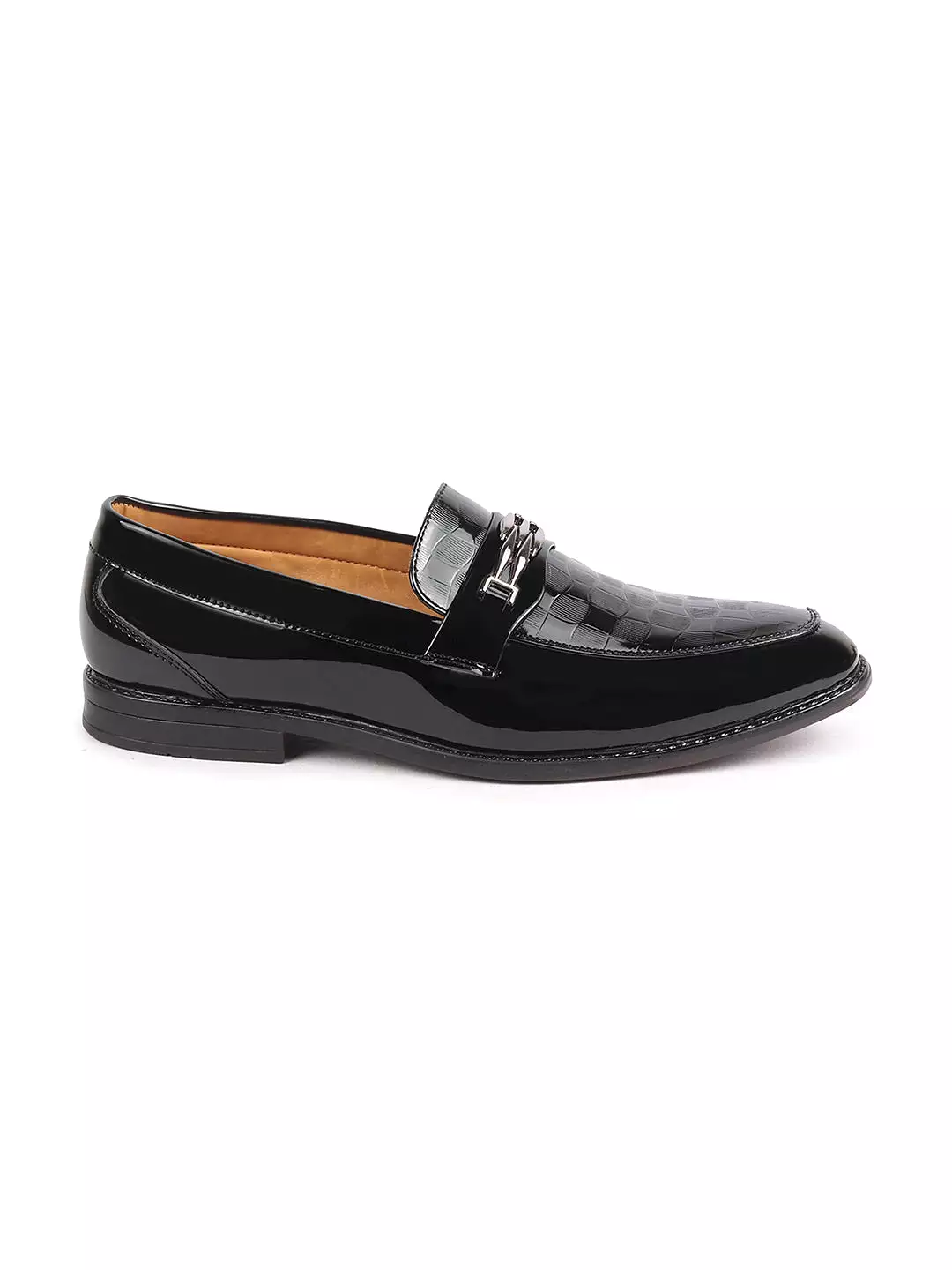 Men Black Casual Patent Leather Slip-On Loafers