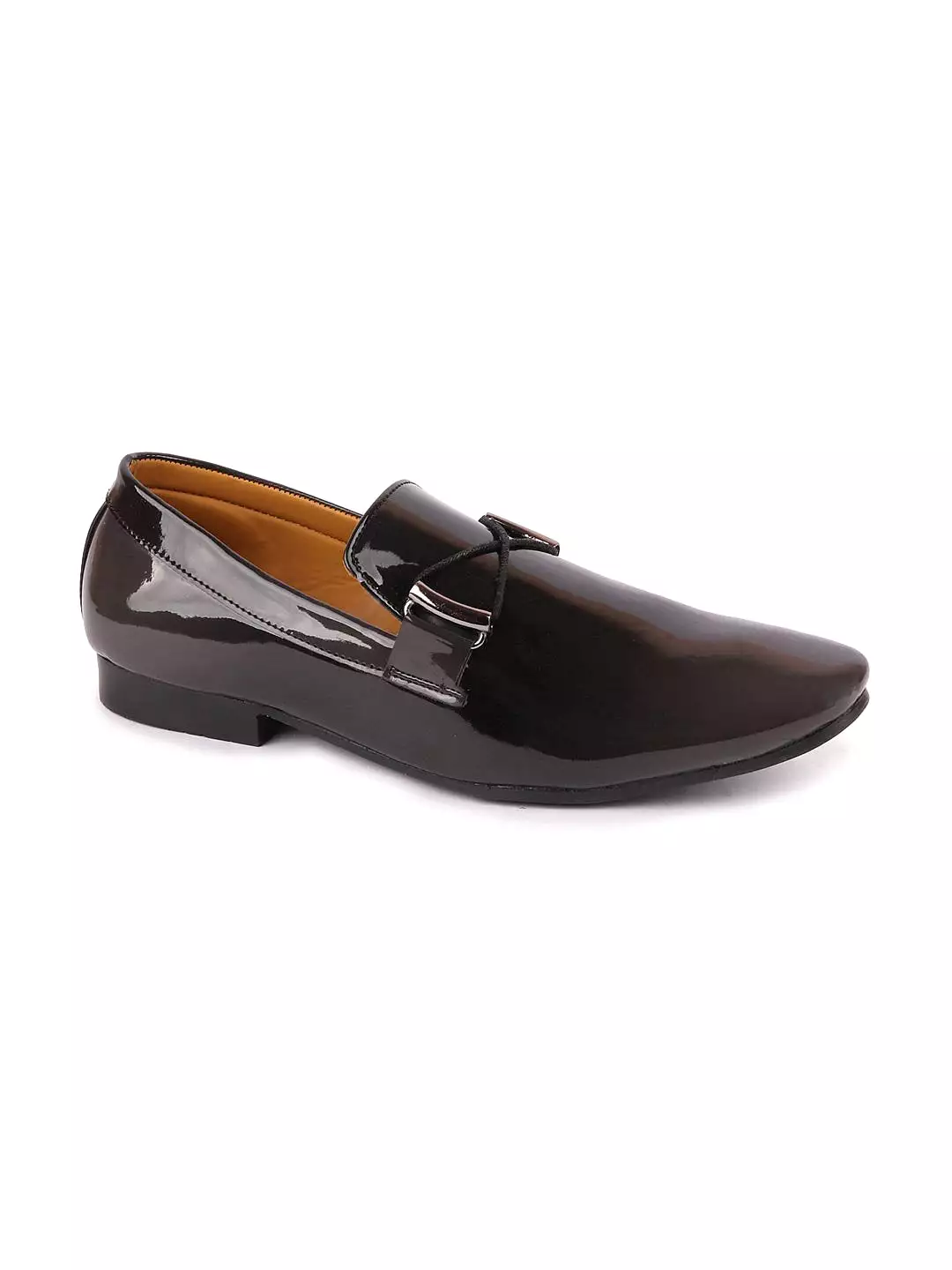 Men Black Casual Patent Leather Slip-On Loafers