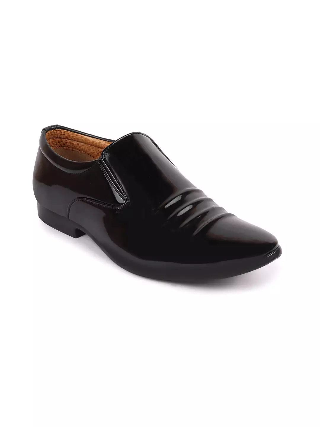 Men Black Casual Patent Leather Slip-On Loafers