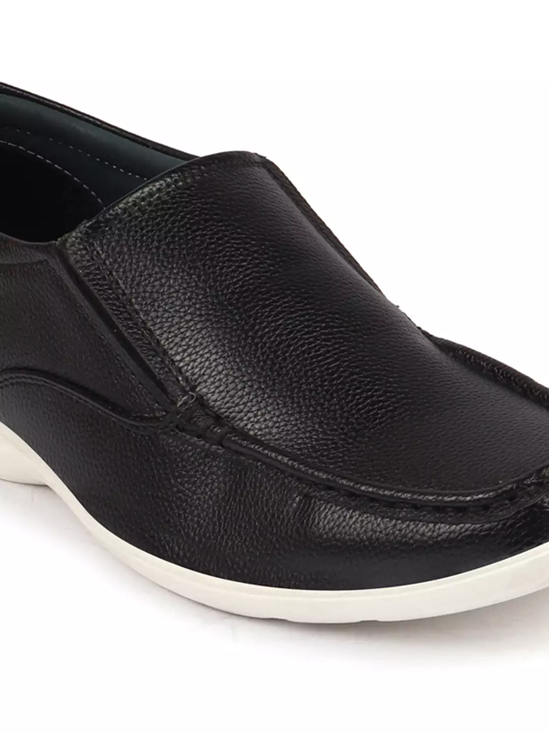 Men Black Side Stitched Casual Comfort Slip-On Loafer Shoes