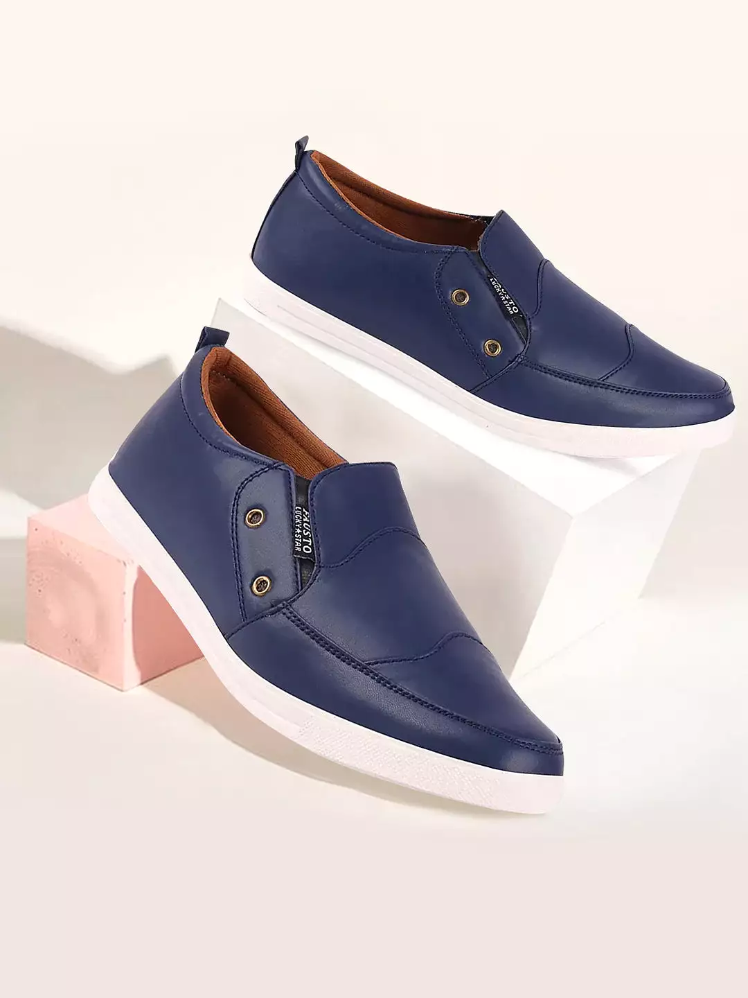 Men Blue Casual Slip-On Loafers