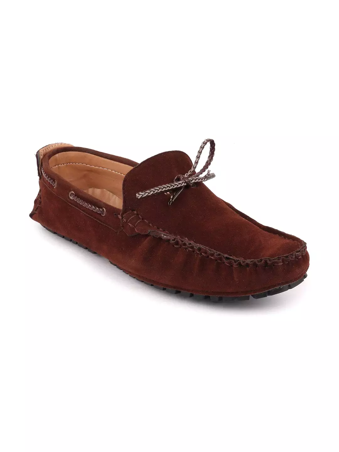 Men Brown Casual Suede Slip-On Loafers