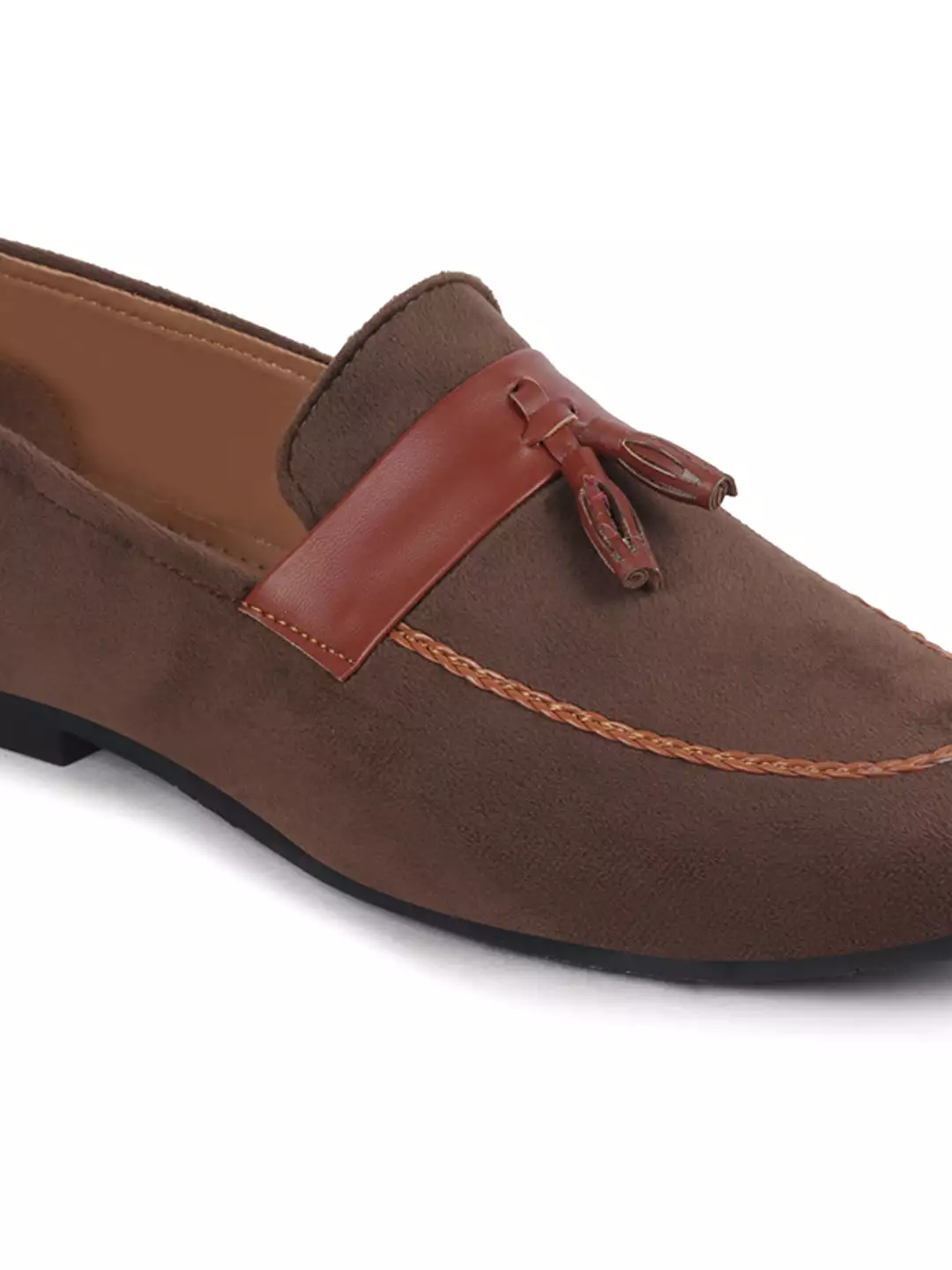 Men Brown Casual Velvet Slip-On Loafers