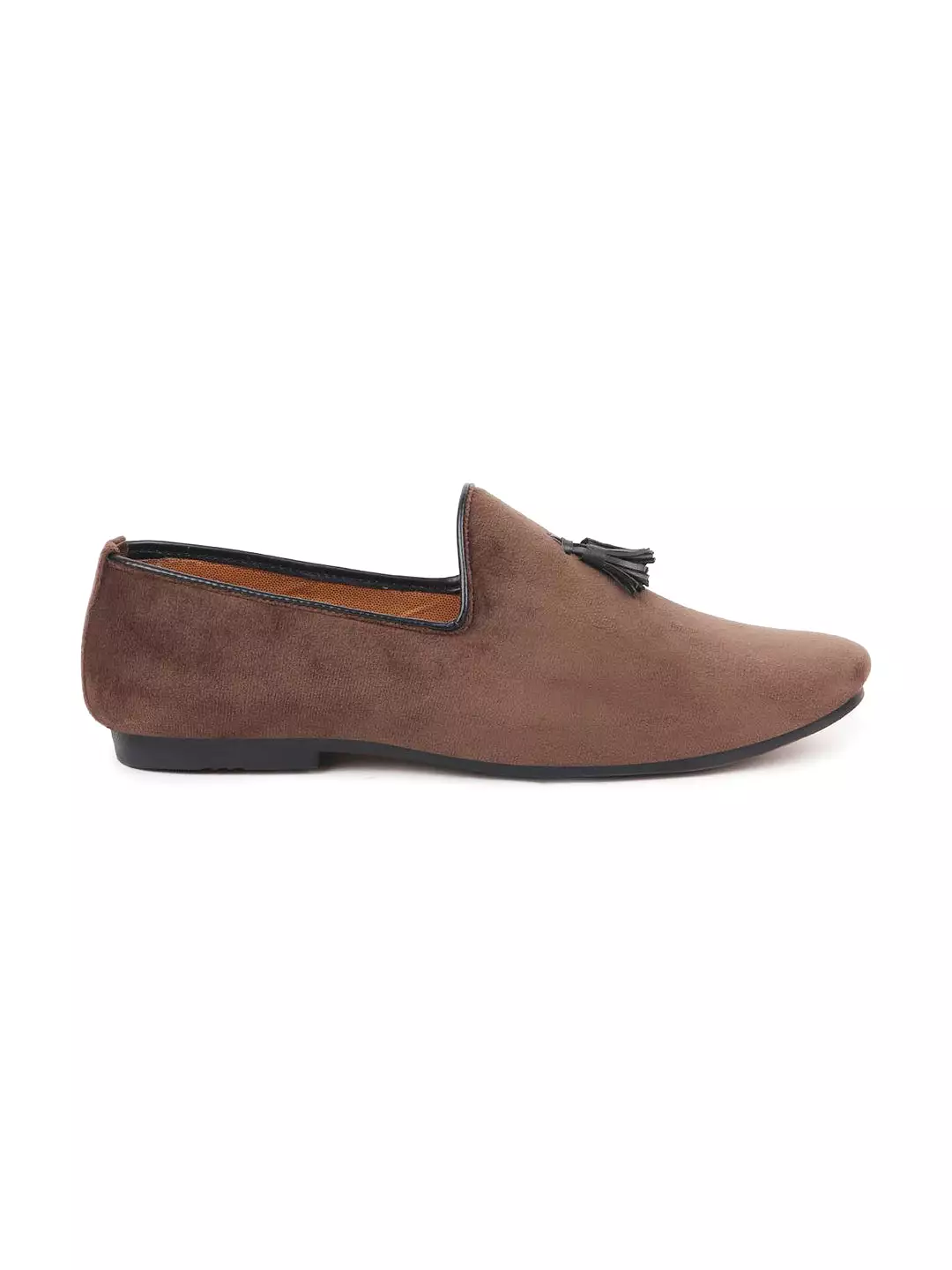 Men Brown Casual Velvet Slip-On Loafers