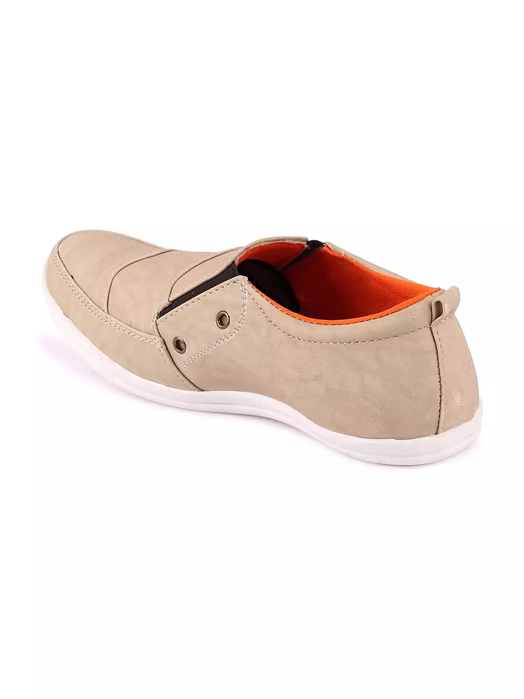 Men Cream Casual Slip-On Loafers