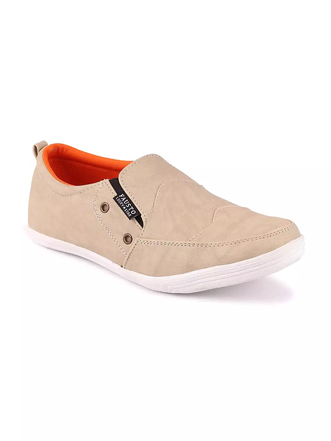 Men Cream Casual Slip-On Loafers