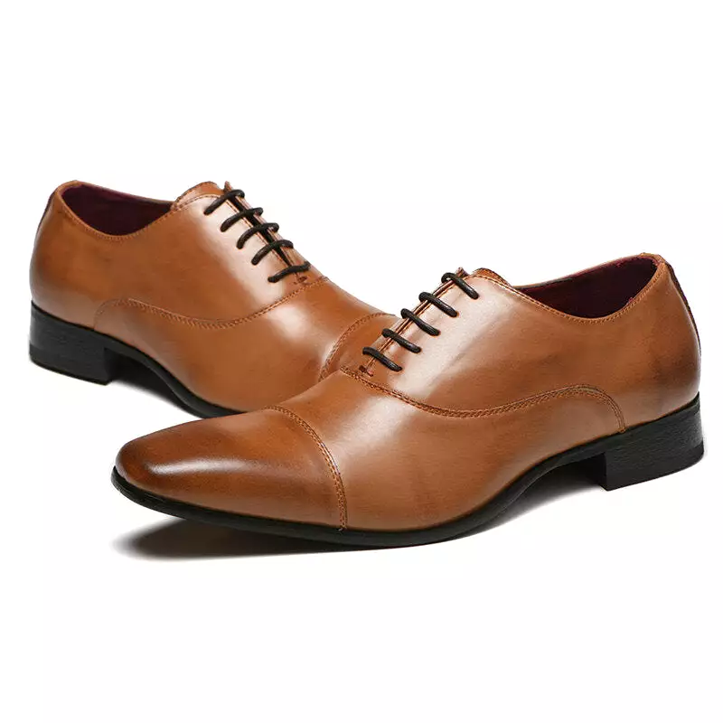 Men Dress Formal Oxfords Leather Shoes Pointed Shoes Wedding Casual Business