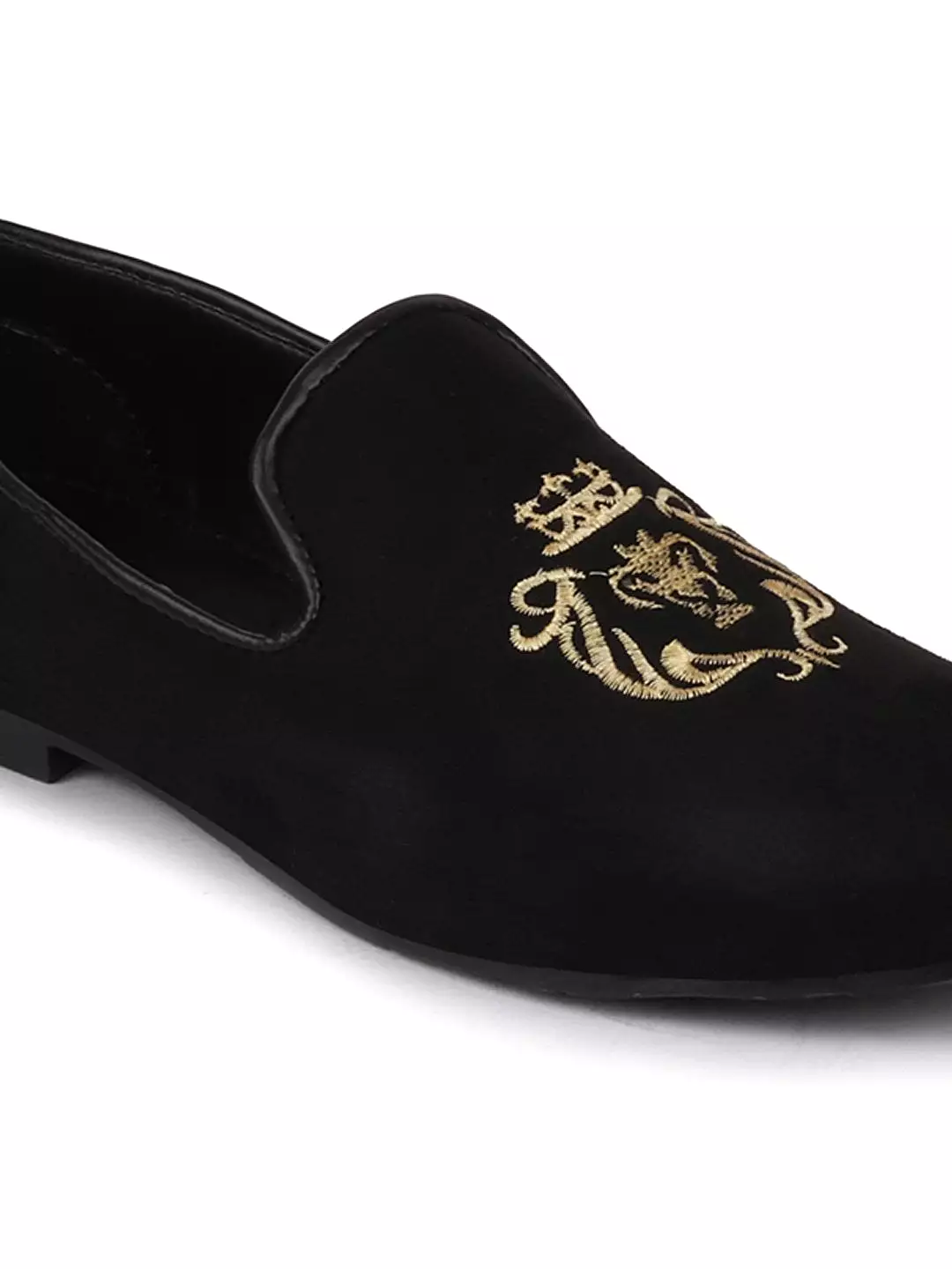 Men Ethnic Black Party Slip On Loafers