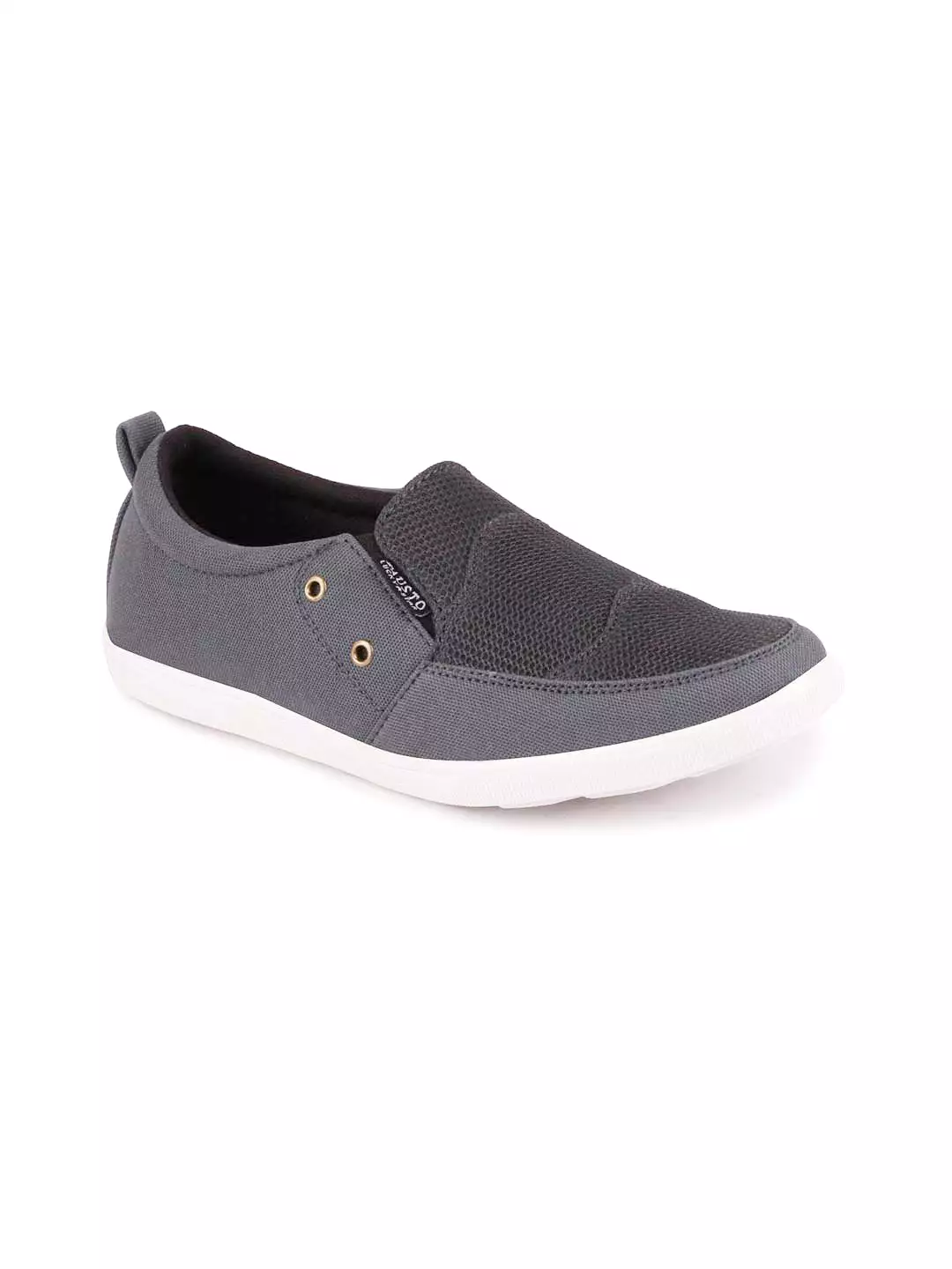 Men Grey Casual Canvas Slip-On Loafers