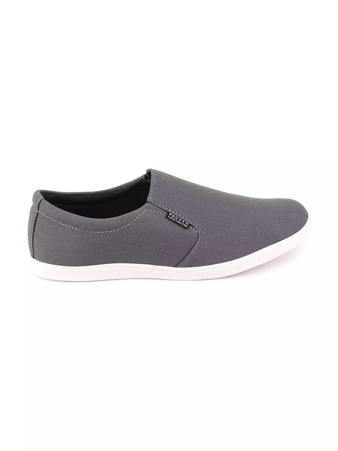 Men Grey Casual Canvas Slip-On Loafers