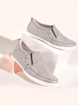 Men Grey Casual Slip-On Loafers