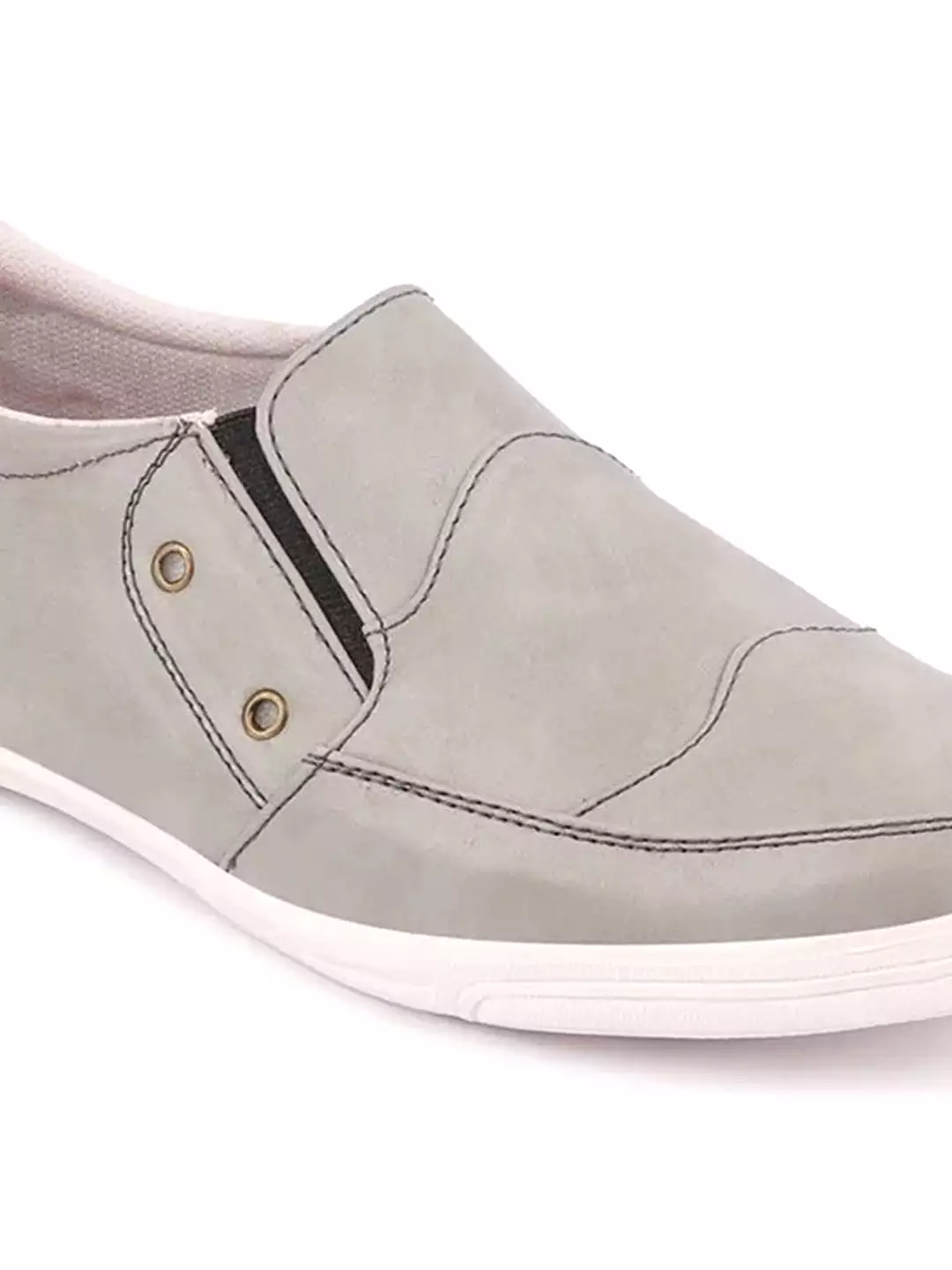 Men Grey Casual Slip-On Loafers