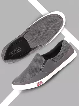 Men Grey Casual Slip-On Loafers