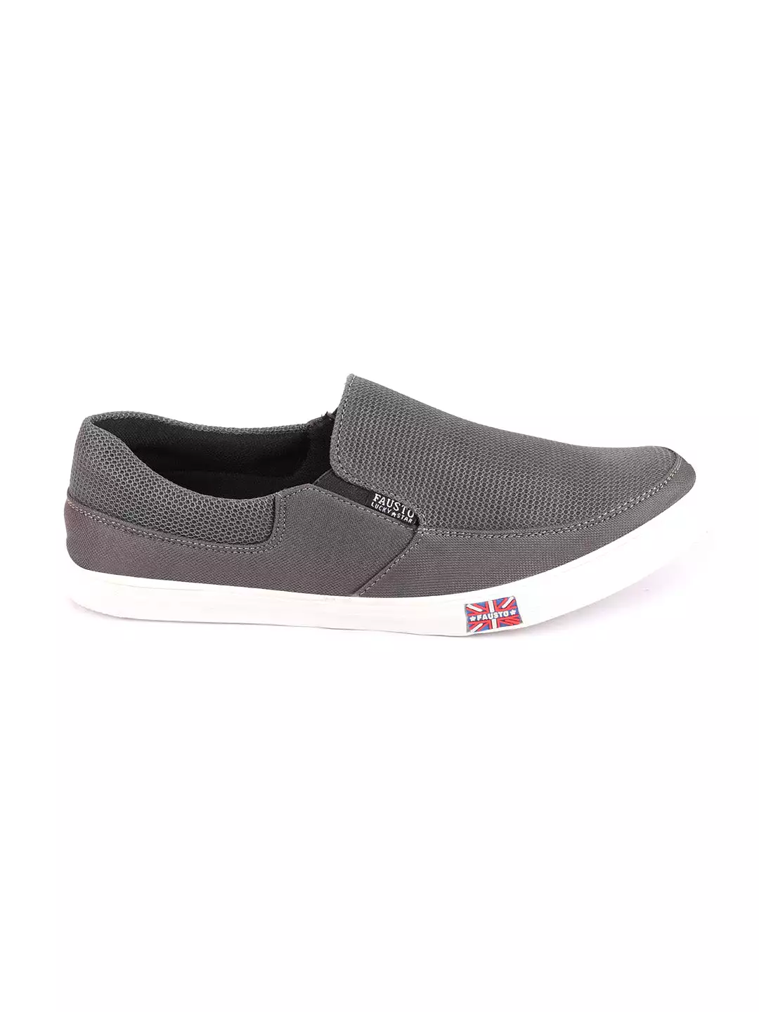 Men Grey Casual Slip-On Loafers