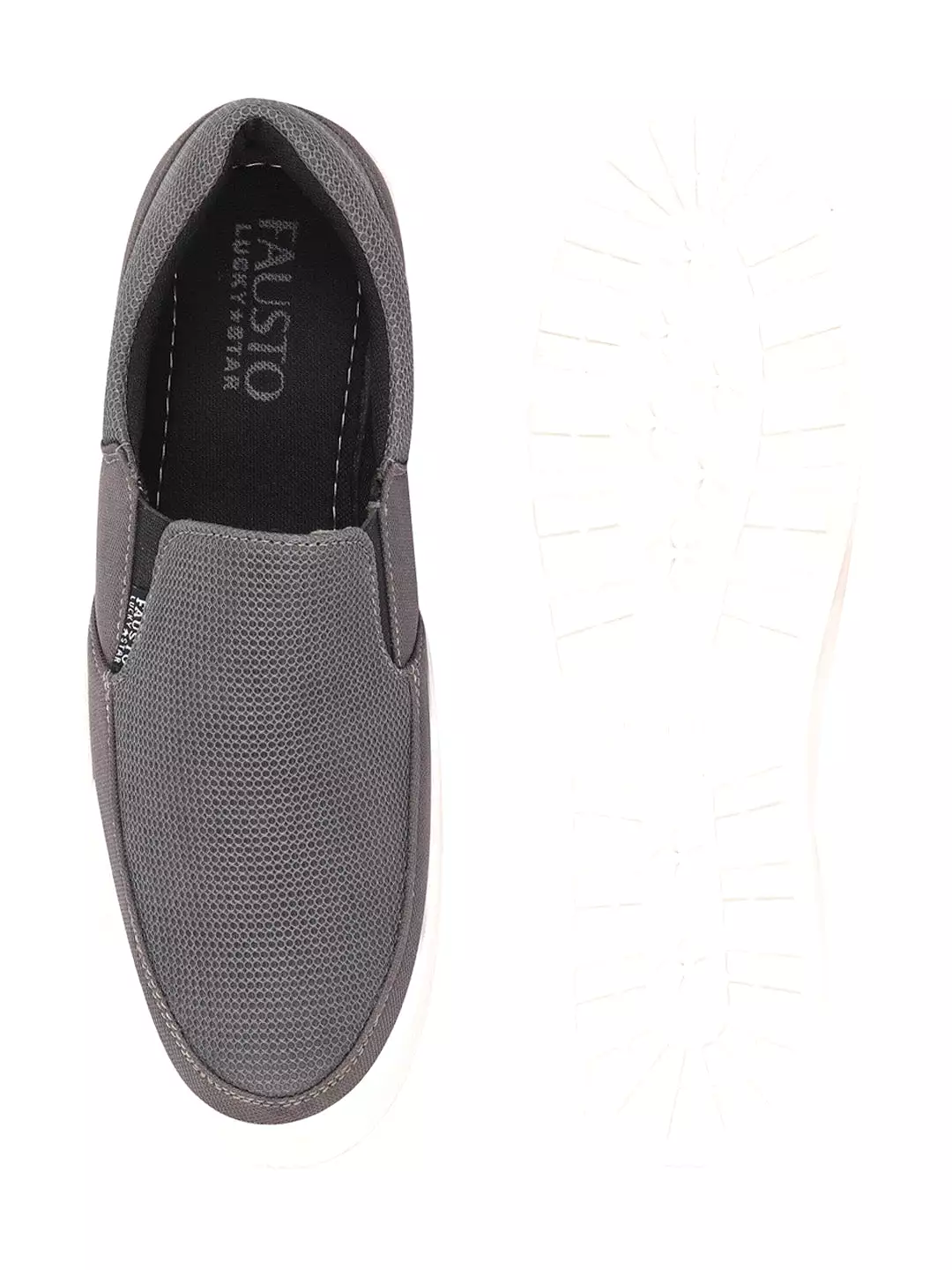 Men Grey Casual Slip-On Loafers