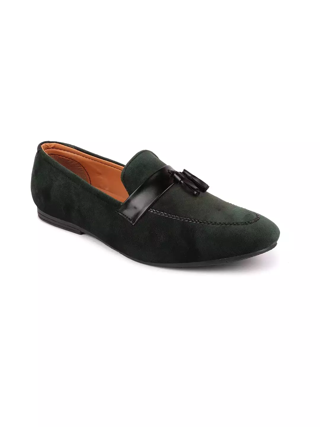 Men Mehandi Casual Velvet Slip-On Loafers