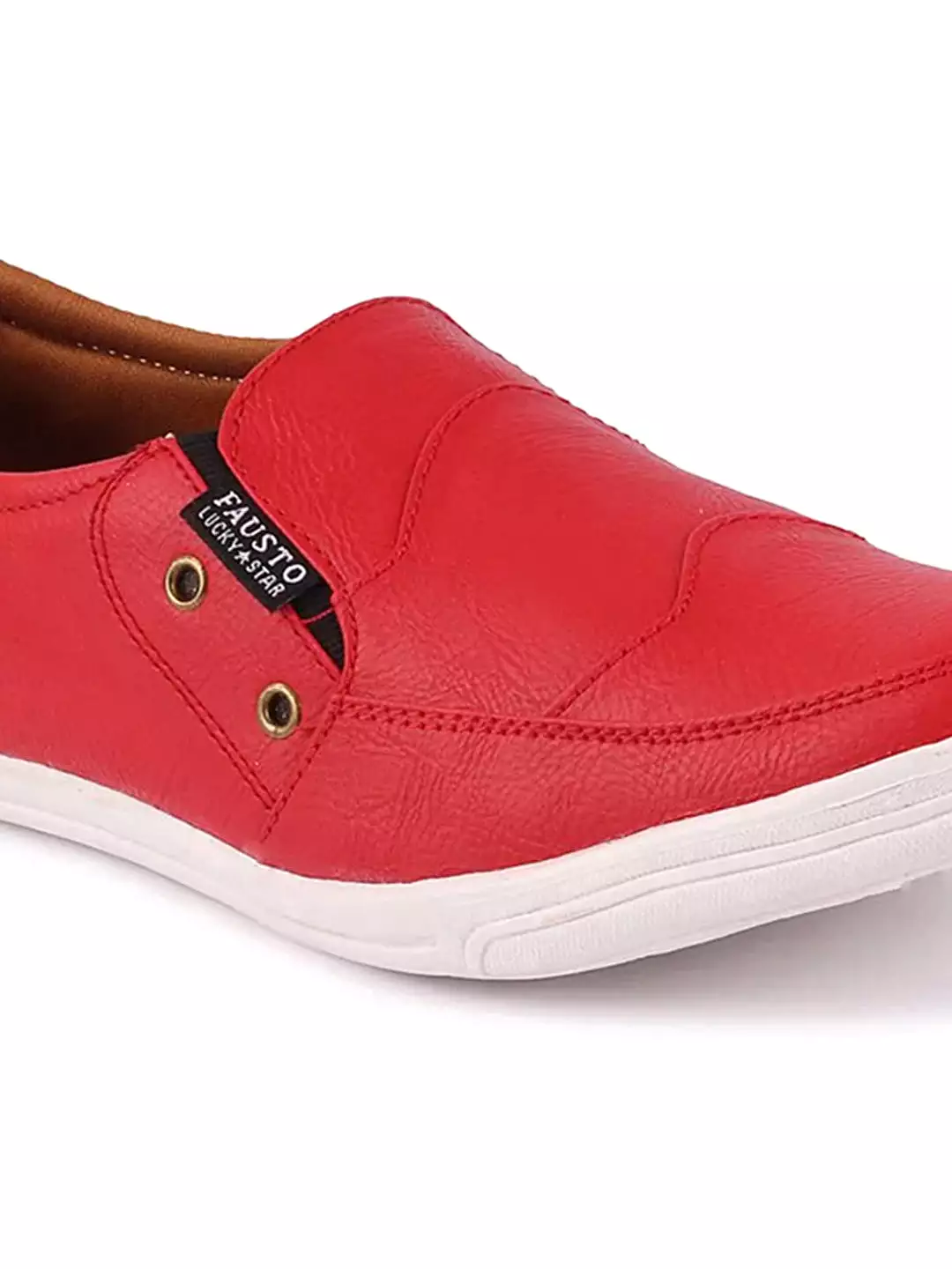 Men Red Casual Slip-On Loafers