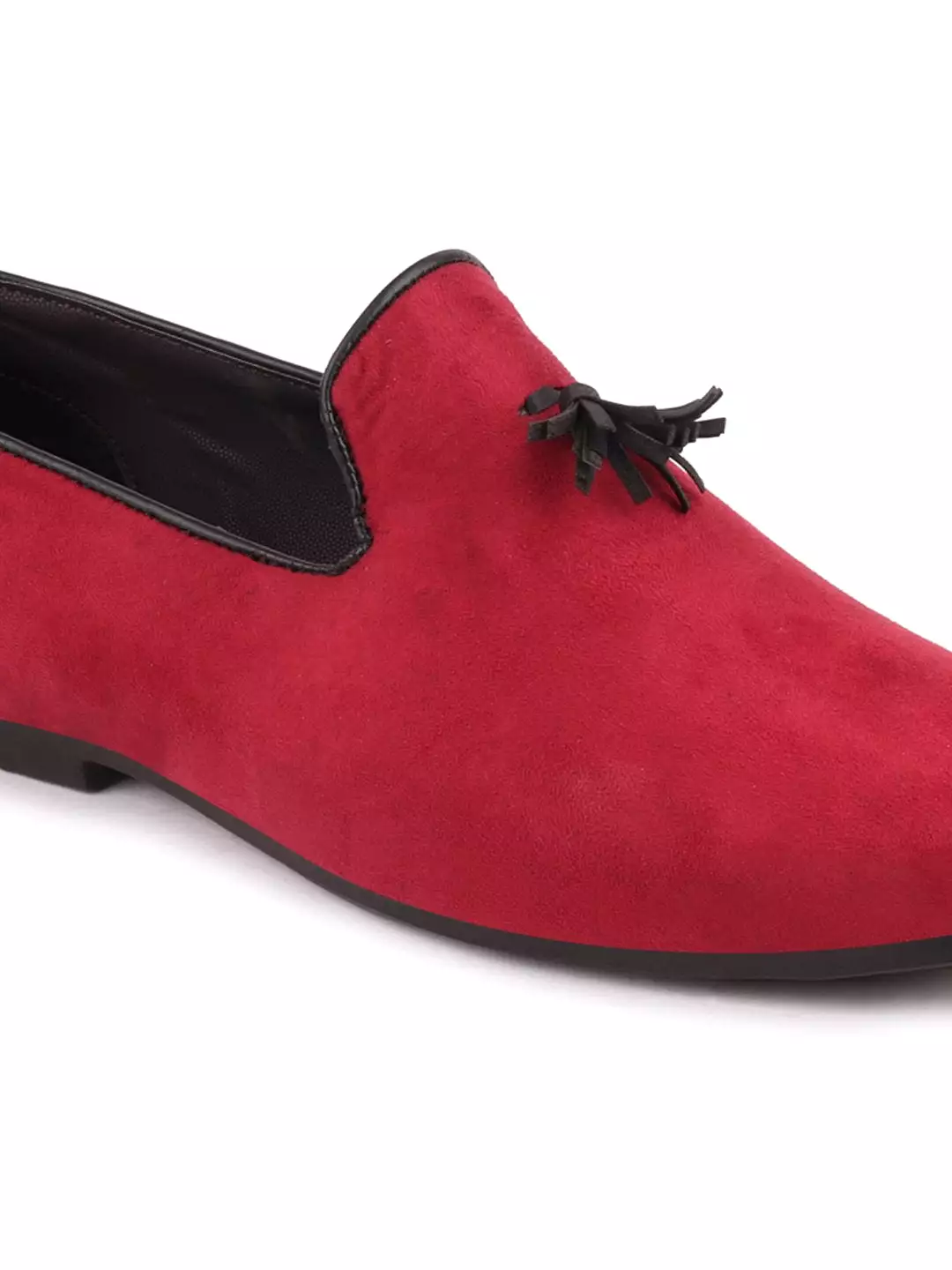 Men Red Casual Velvet Slip-On Loafers