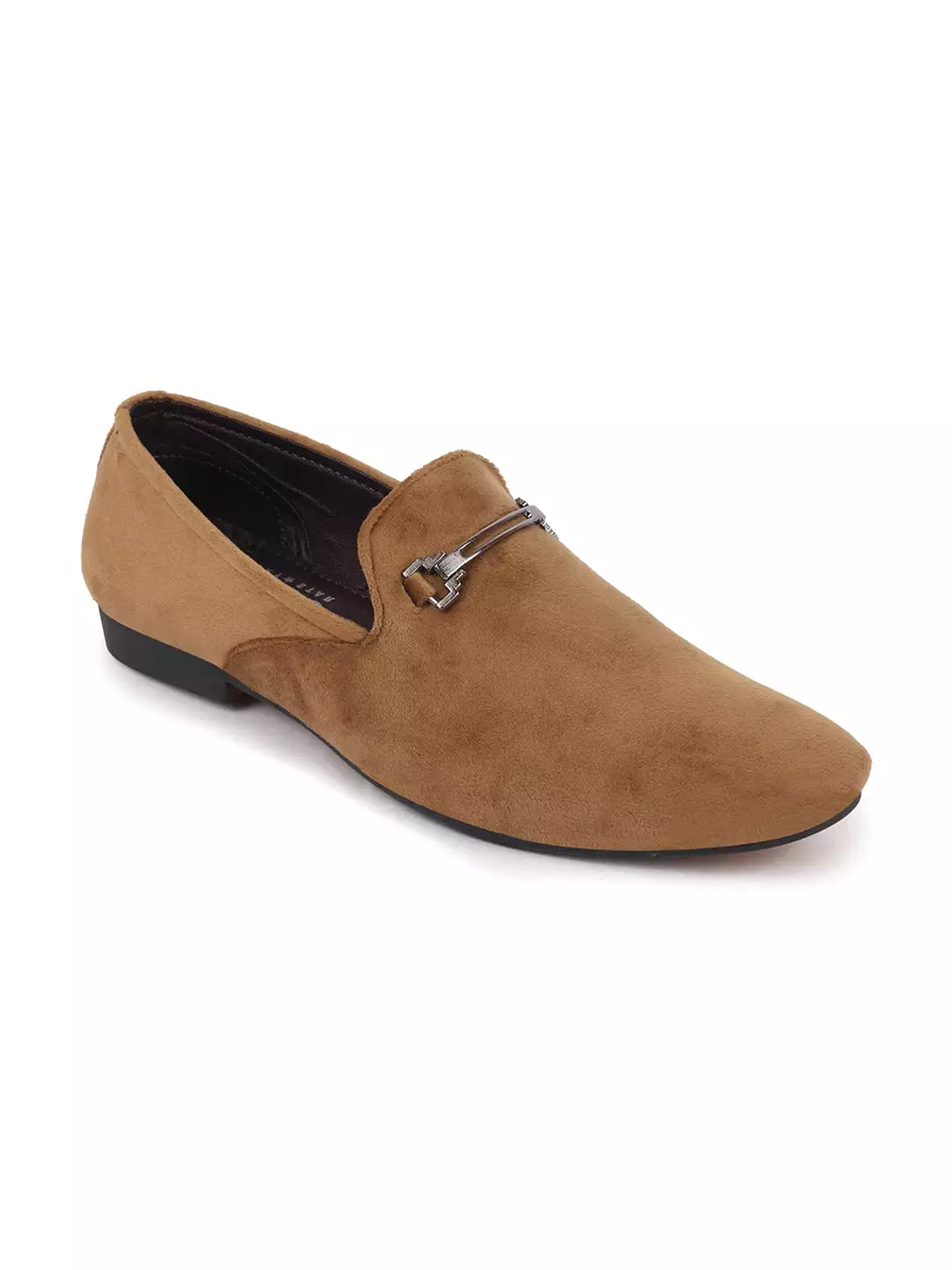 Men Tan Casual Velvet Slip-On Loafers