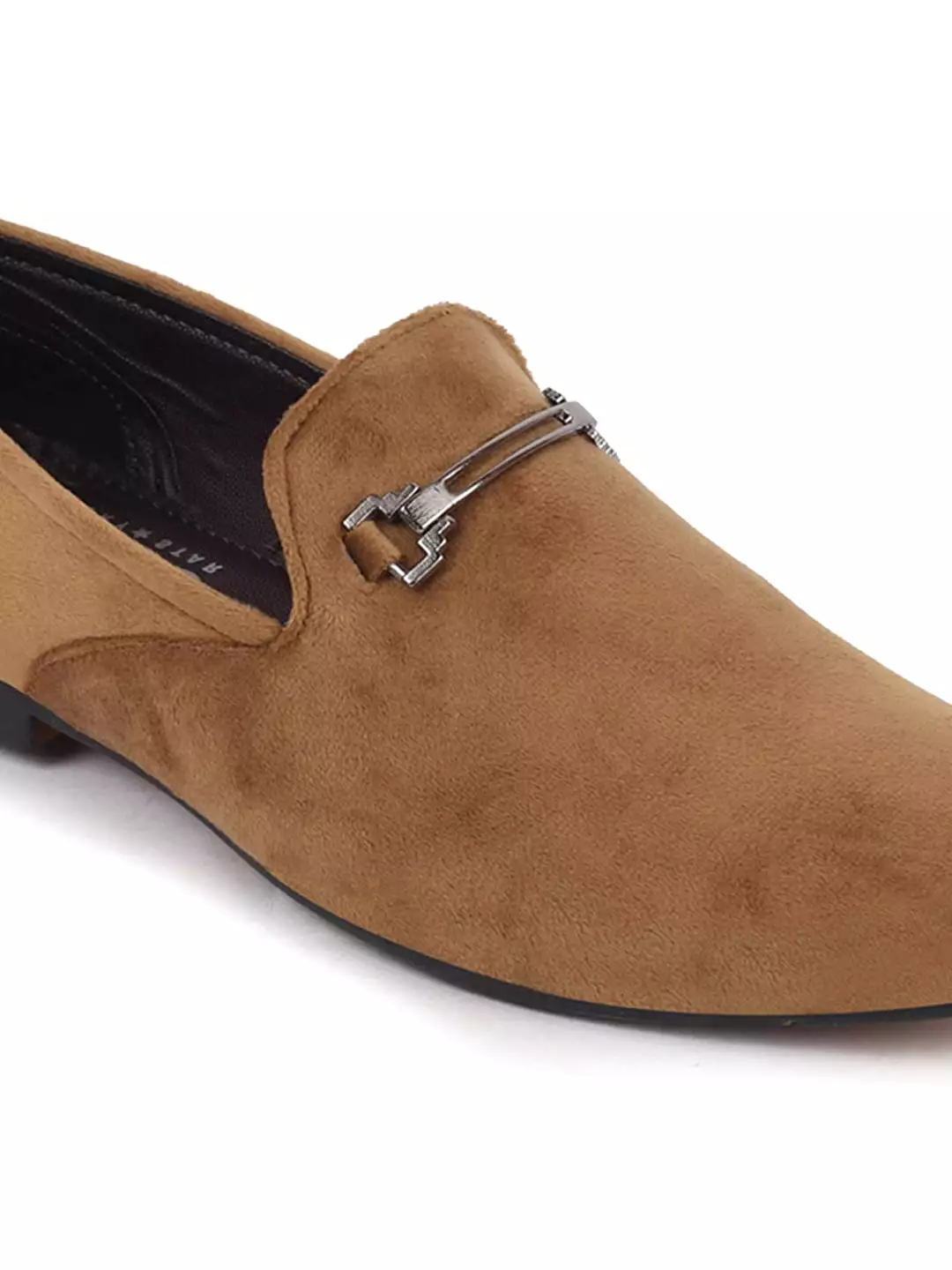 Men Tan Casual Velvet Slip-On Loafers