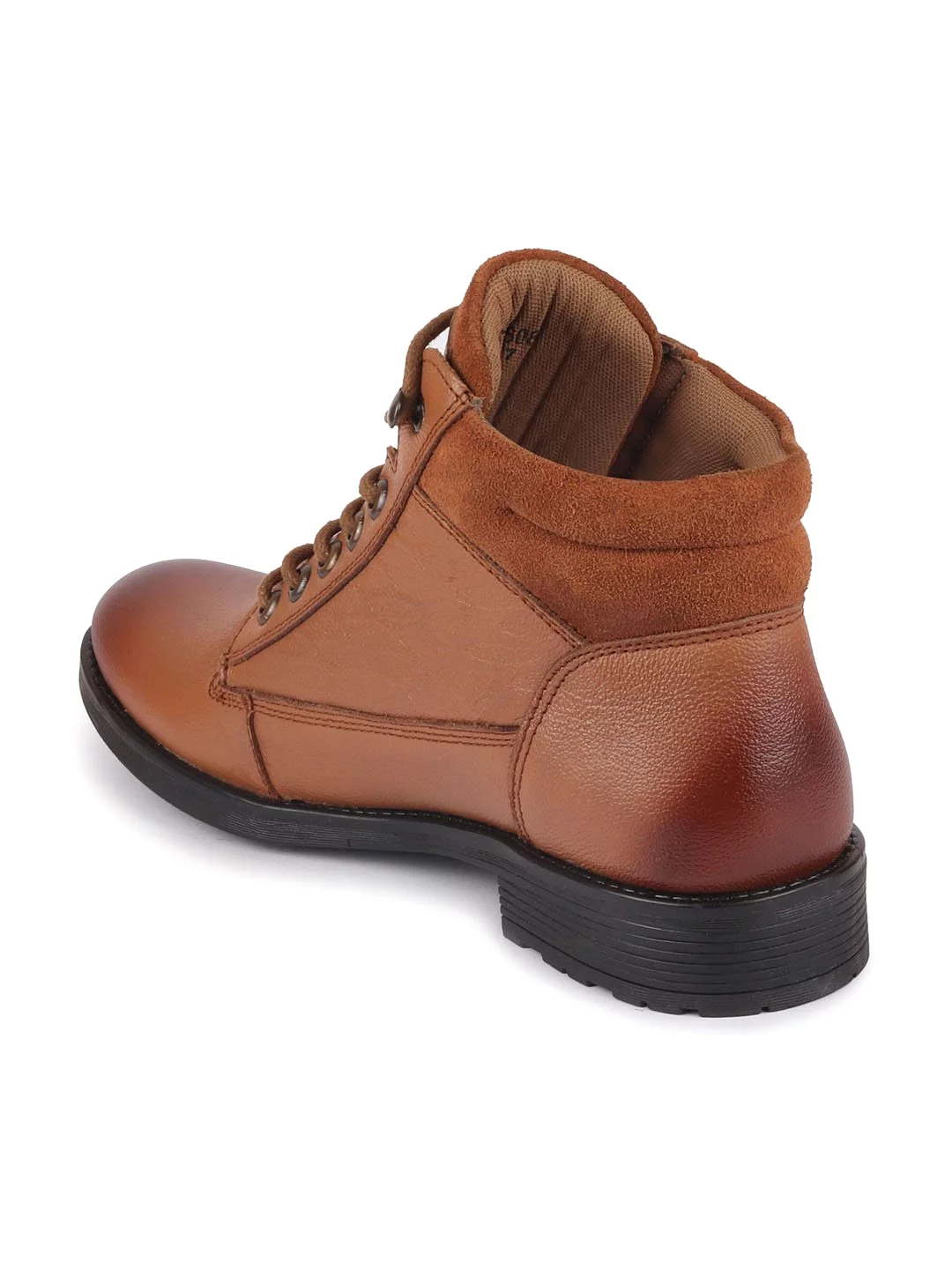 Men Tan Leather Lace Up Biker Boots