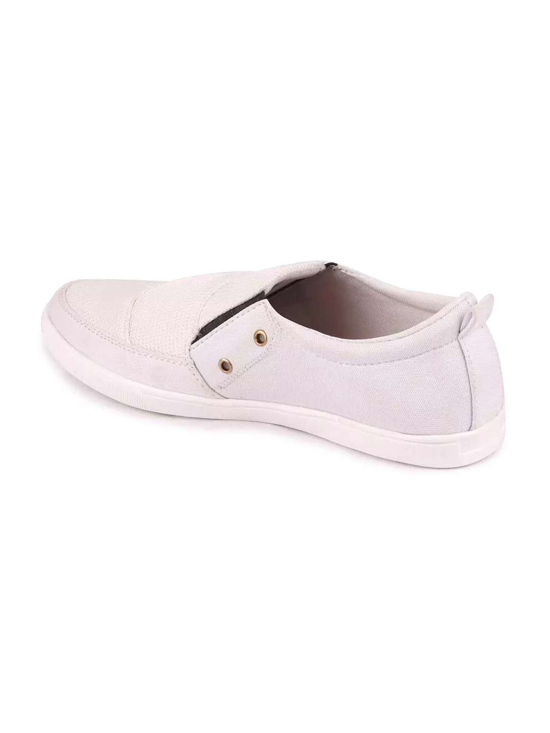 Men White Casual Canvas Slip-On Loafers