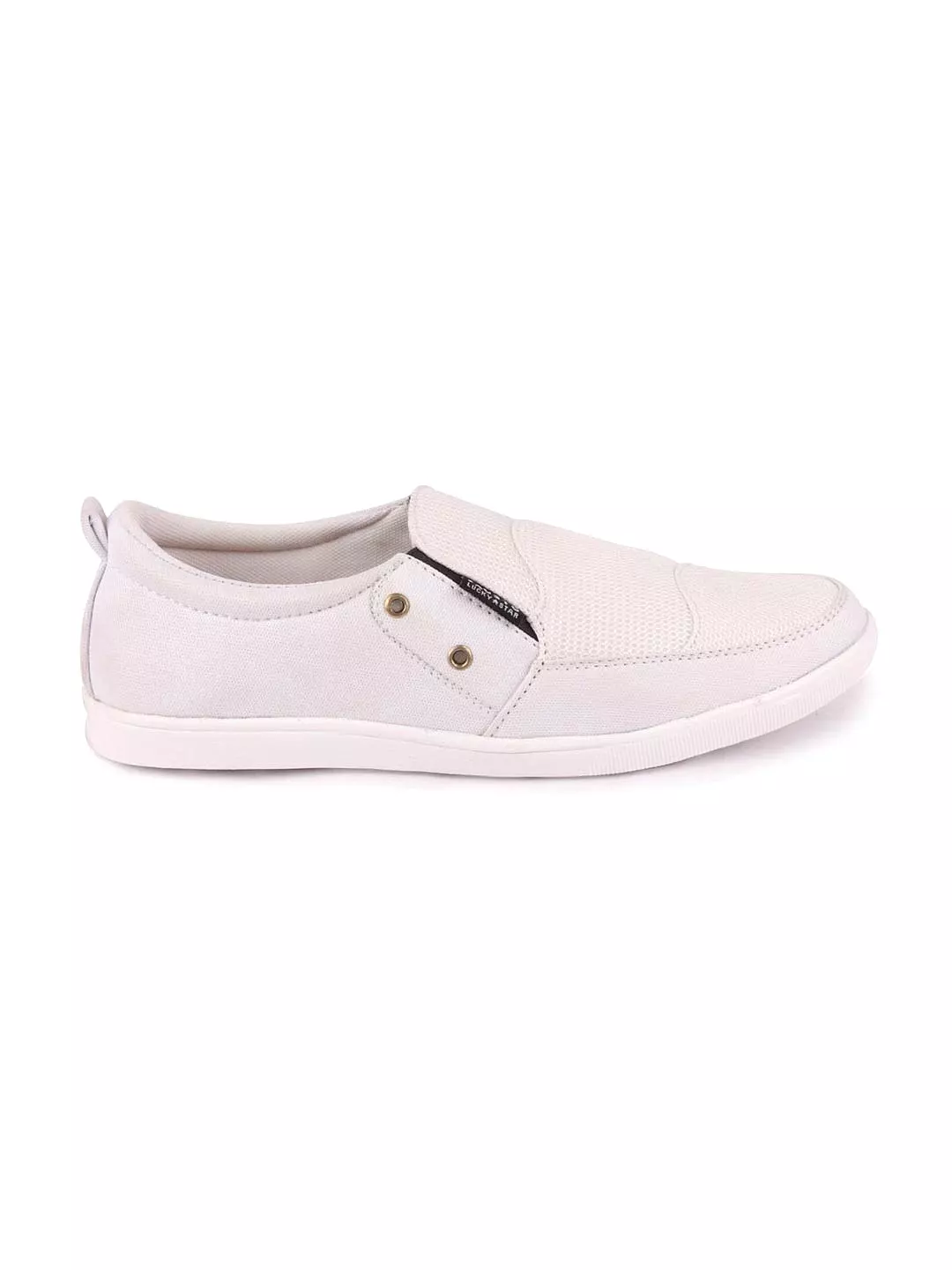 Men White Casual Canvas Slip-On Loafers