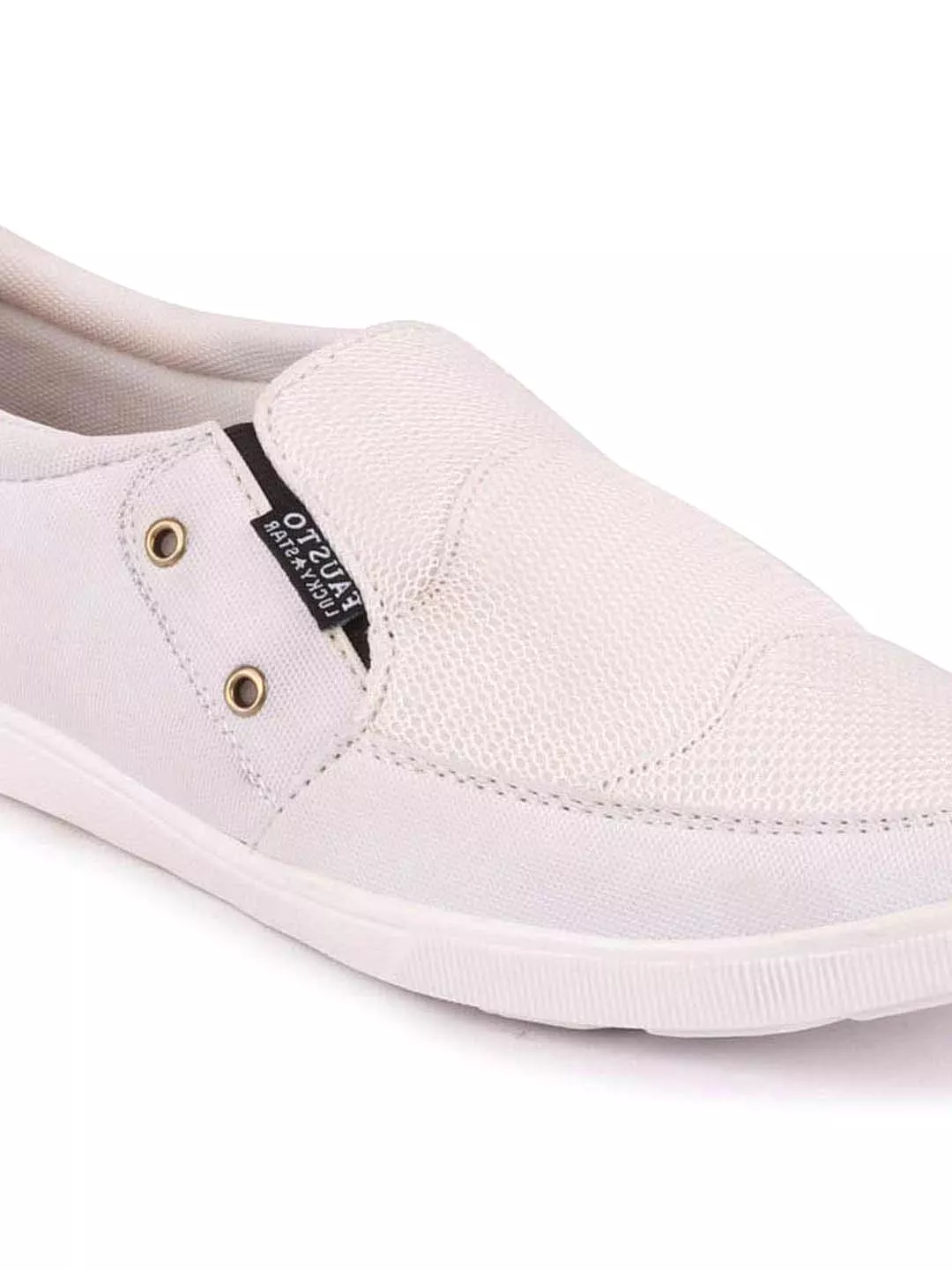 Men White Casual Canvas Slip-On Loafers