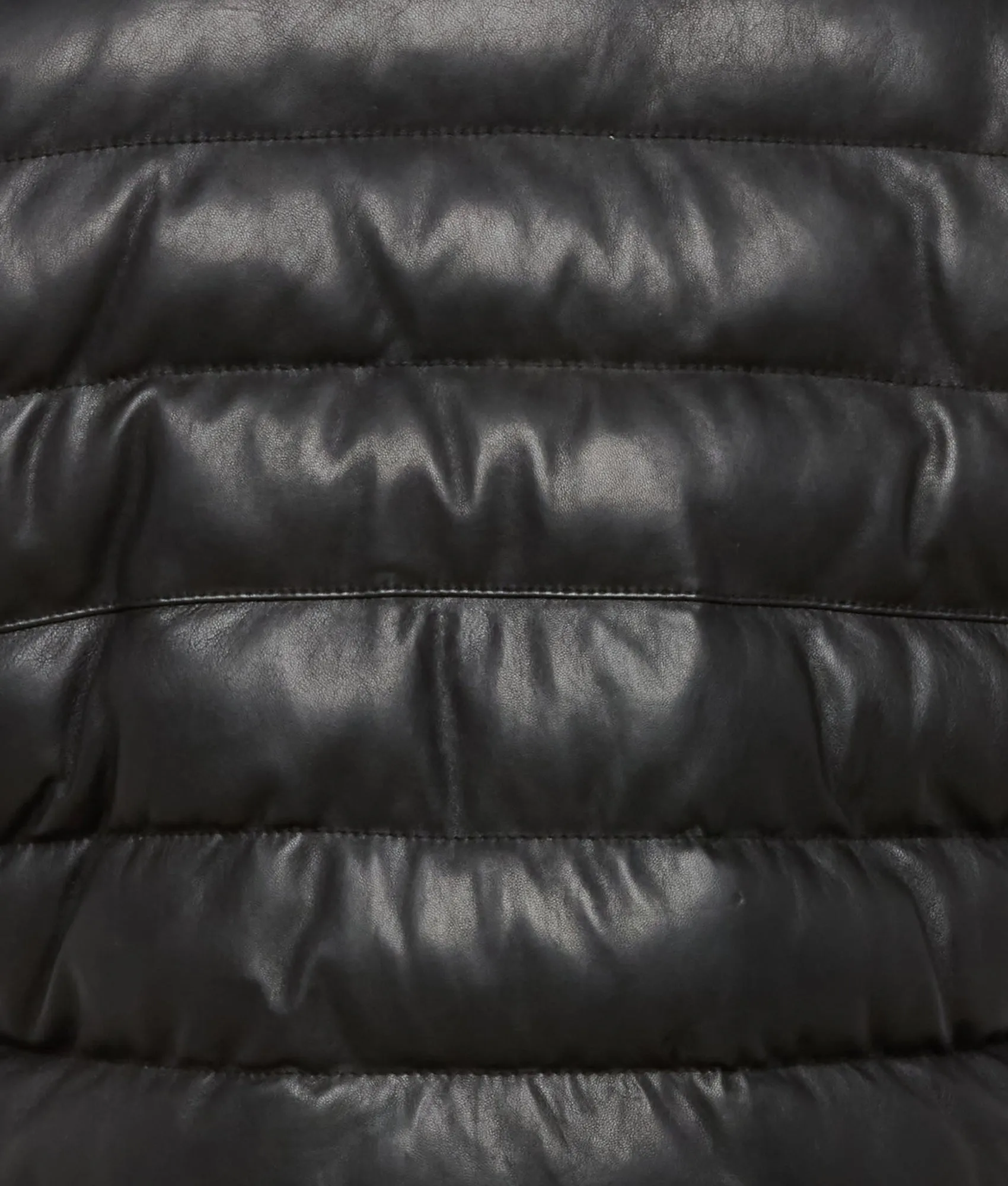 Men's Leather Puffer Vest :: Black