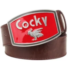 Men's Retro Leather Cocky Bird Metal Buckle Belt with Decorative Strap