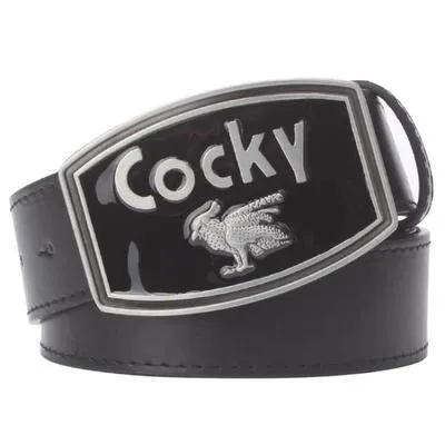 Men's Retro Leather Cocky Bird Metal Buckle Belt with Decorative Strap