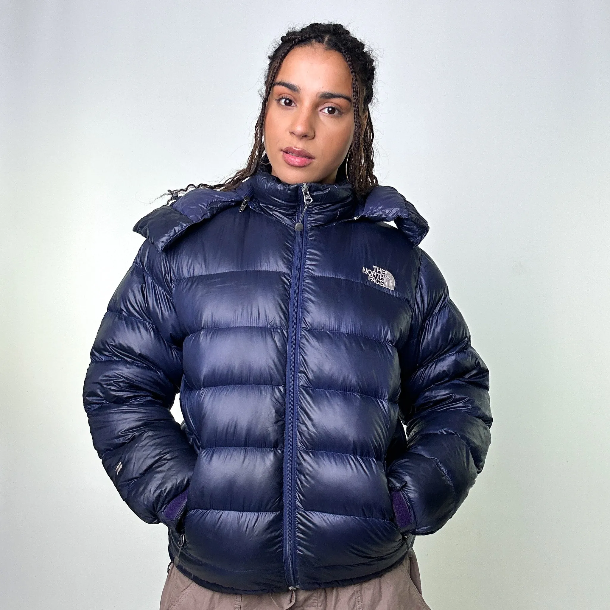 Navy Blue 90s The North Face 700 Series Puffer Jacket Coat (S)