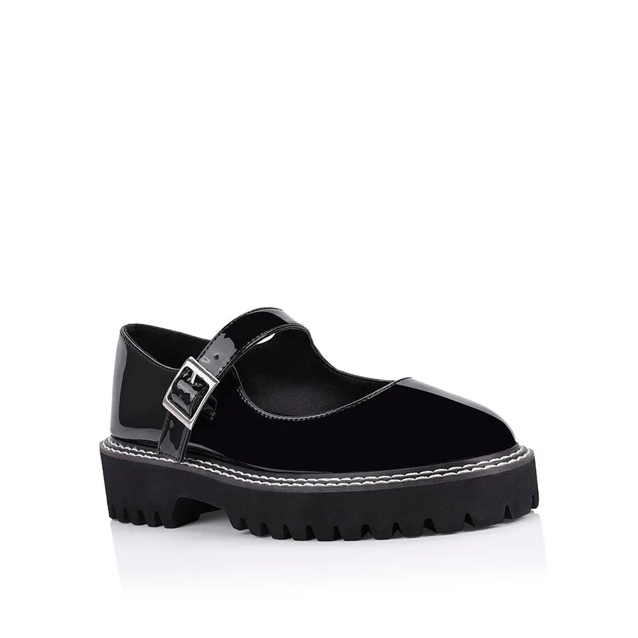 Nene Chunky Mary Jane Loafers - Black Patent